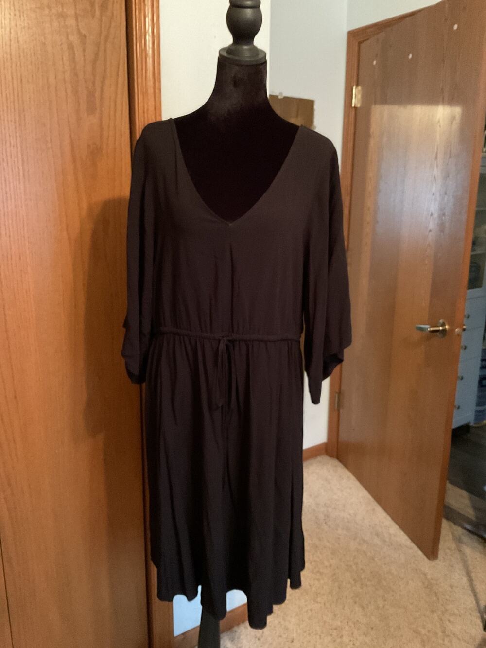 Torrid Black Surplice Drawstring Waist Lattice Strappy Back  Dress  size 2X